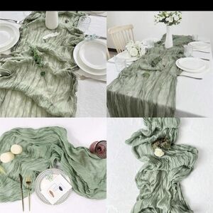 7- Sage Green 10 Foot Cheesecloth Table Runners